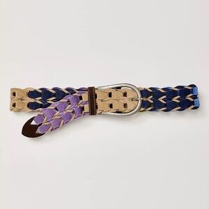 Free People Life in technicolor Colorful Woven Belt with Silver Buckle Small New